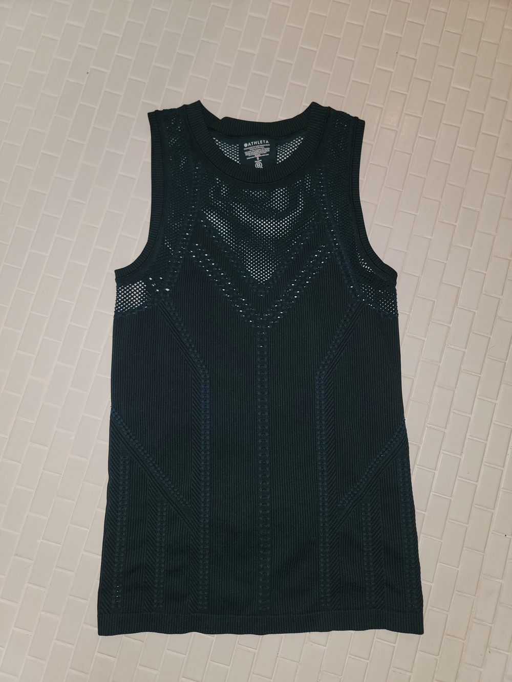 Athleta Dark Teal Knit Mesh Performance Tank Size Small